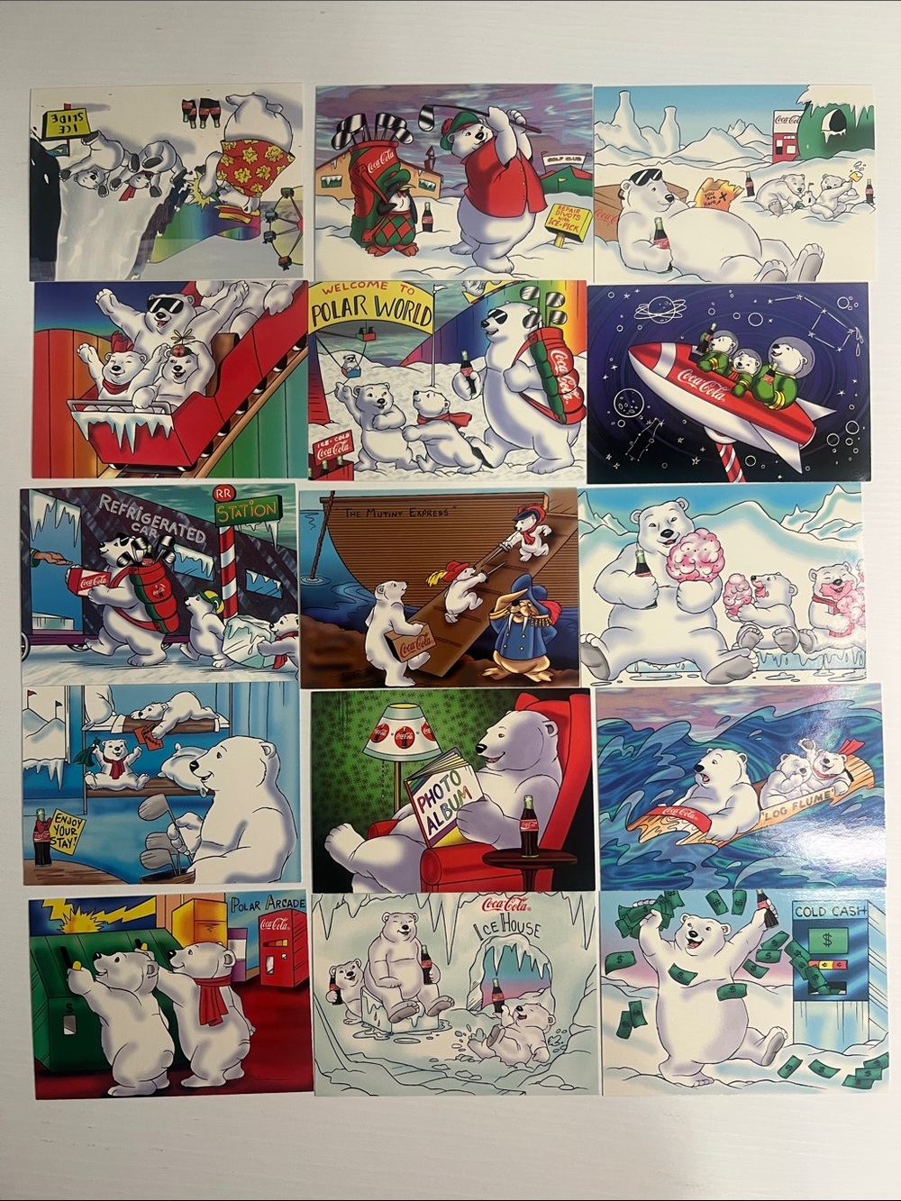 1996 South Pole Vacation Coca Cola Polar Bears Trading Cards (15) - Lot #1